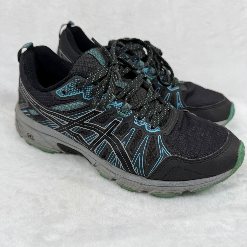 ASICS GEL-Venture 7‎ Womens Trail Running Shoes Black Aqua Green 7.5